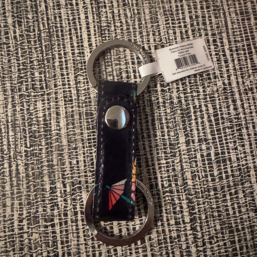 Vera Bradley Toucan Party Keychain with Silver Rings